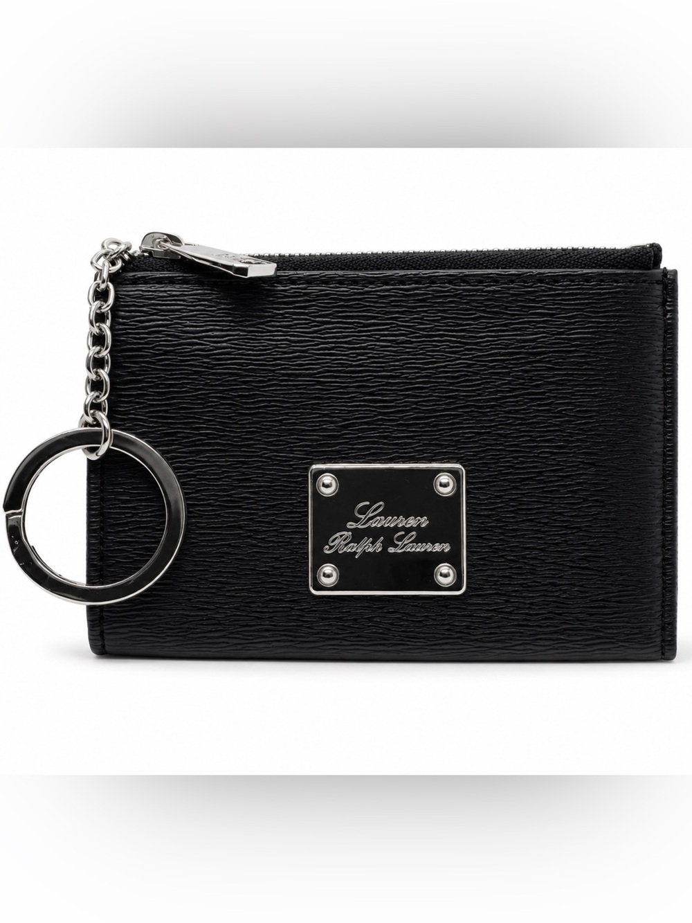Lauren Ralph Lauren Black Textured Keyring Pouch